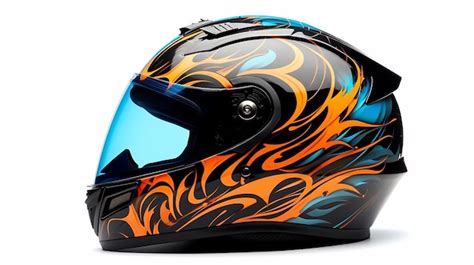 Premium AI Image | the helmet of the motorcycle racer is a flame ...