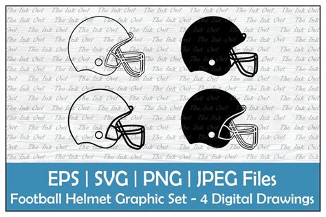 American Football Helmet Outline & Silhouette Clipart Set