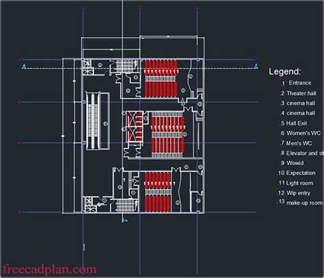 cultural center plan dwg free download - free cad plan