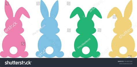 Set Easter Bunny Silhouettes Vector Illustration Stock Vector (Royalty ...