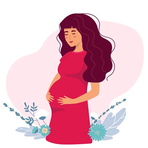 Pregnant woman, concept vector illustration in cute cartoon style ...