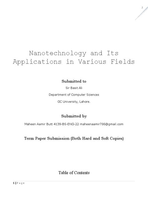 Nanotechnology and Its Applications in Various Fields | PDF ...