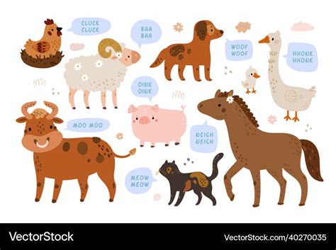 Animals sounds farm birds and livestock talking Vector Image