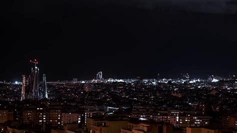 Aerial Night View Of Barcelona City From Stock Footage SBV-347423730 ...