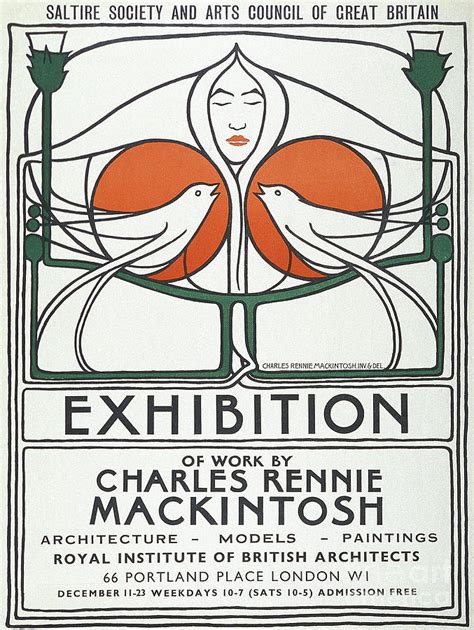 Vintage Poster Design by Charles Rennie Mackintosh Drawing by Charles ...