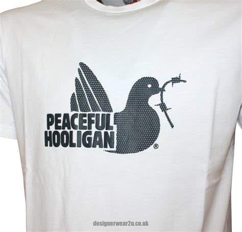 Peaceful Hooligan Mesh Dove T-shirt White with Black Logo - T-Shirts ...