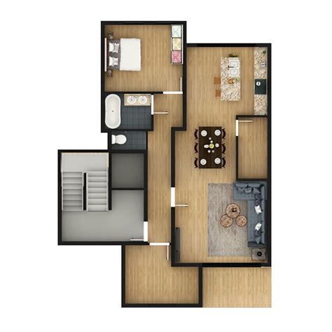 2D Floor Plan Design Rendering using Photoshop with Custom Texture ...