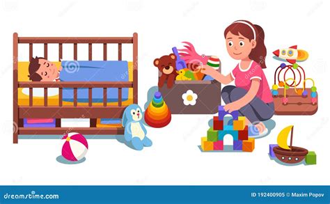 Children Cleaning Up Toys Clipart