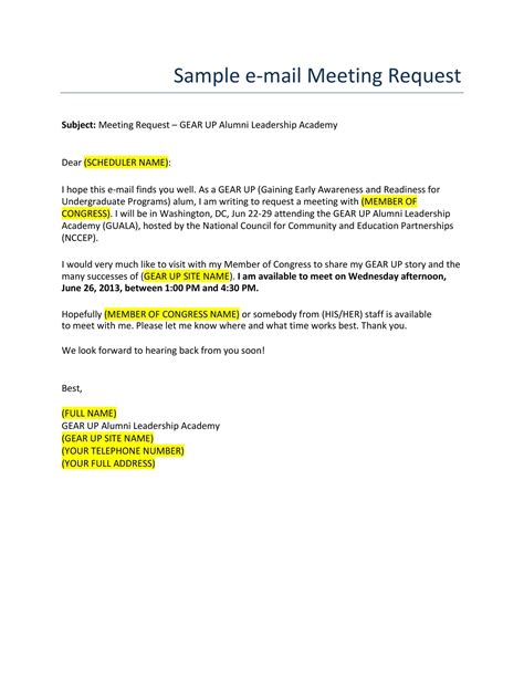 How To Write A Meeting Request Via Email Sample - Printable Form ...