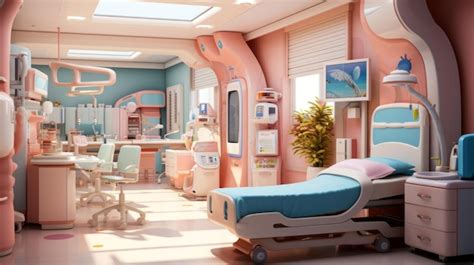 Premium Photo | Pediatric hospital room interior with bed medical ...