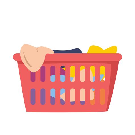 Laundry basket with dirty clothes in flat style vector illustration ...