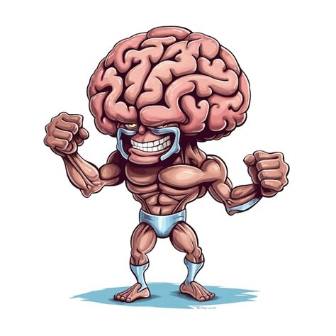 Premium Vector | A cartoon of a human brain with a big brain on his head.