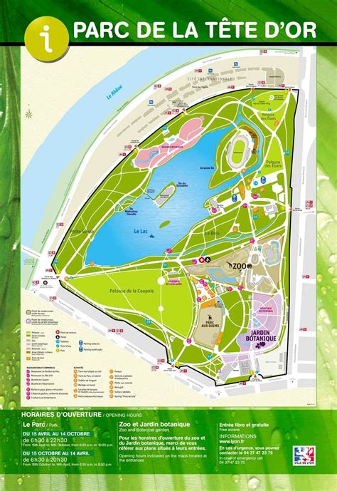 Lyon park map - Map of Lyon park (Auvergne-Rhône-Alpes - France)