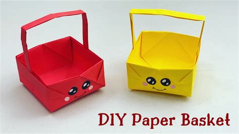 DIY MINI PAPER BASKET / Origami Basket DIY / Paper Craft / Easy kids ...