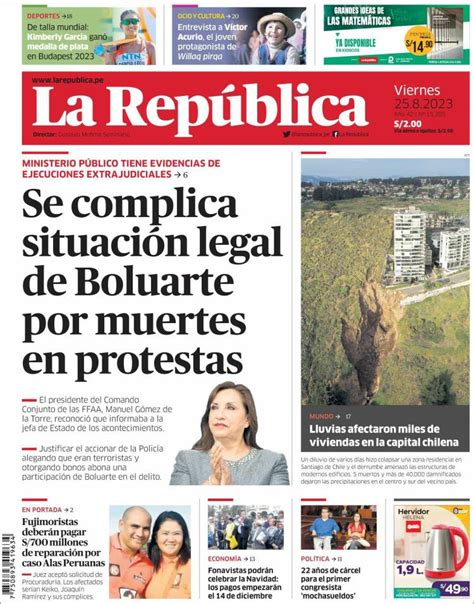 Newspaper La Republica (Peru). Newspapers in Peru. Today's press covers ...