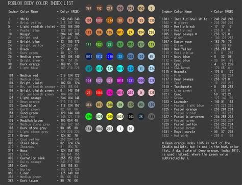 Roblox Color Codes | CSSColors.com