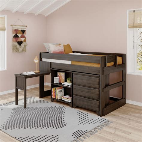 Modern Farmhouse Twin Low Loft Bed With Desk & Storage – Max and Lily