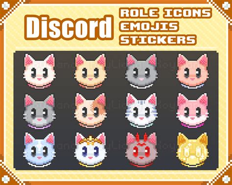 Cat Emoji in Cute Pixel Style for Discord Server, 8bit Kitty Role Icons ...