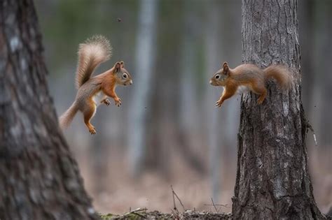 Premium AI Image | Two squirrels fighting in a forest