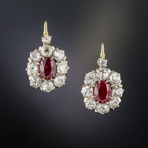 Vintage Ruby and Diamond Earrings