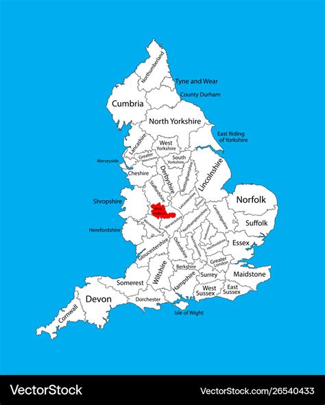 Map west midlands county in uk Royalty Free Vector Image