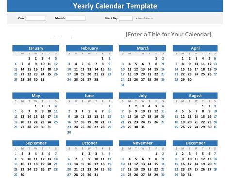 Year At A Glance Calendar Template | At a glance calendar, Calendar ...