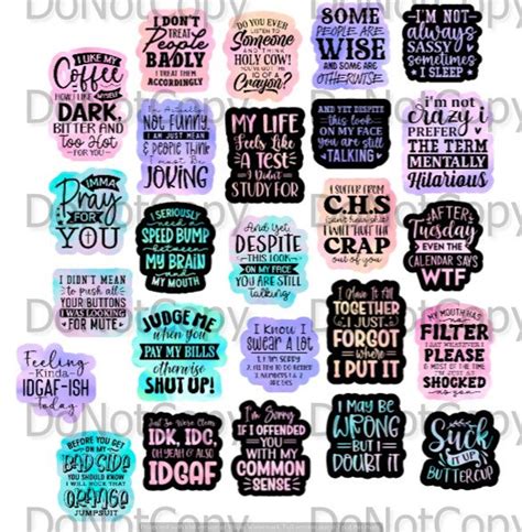 20 Snarky Quote Stickers Bundle Funny Sarcasm Sarcastic Colorful Laptop ...