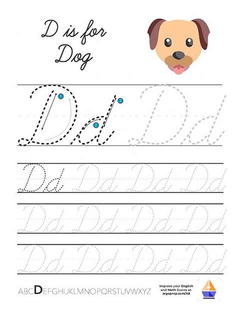 Free Printable Cursive Writing Letter D Worksheet - kiddoworksheets ...