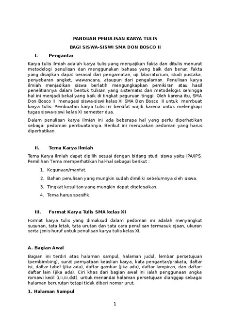 Contoh Struktur Karya Ilmiah Semi Formal Lengkap Terbaru Kataa Riset