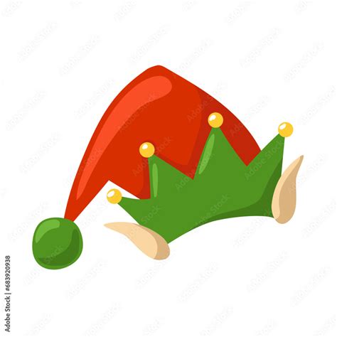 Christmas elf hat isolated on white background. A hat with ears and ...