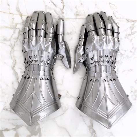 AnNafi® Fantasy Gauntlets SCA Armor Gauntlets Gloves Iron Silver ...