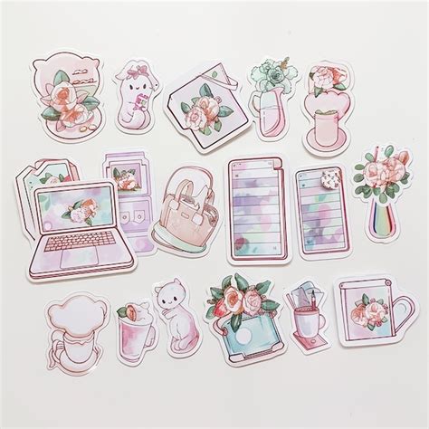 Premium Photo | Cute laptop planner sticker set