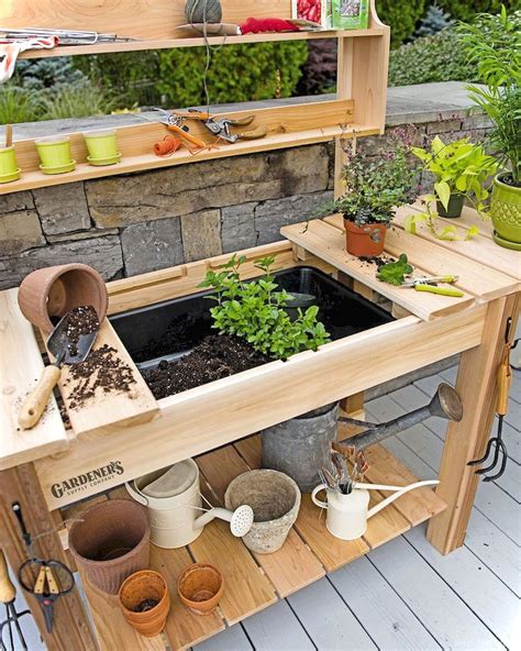 Lovelyving Pallet Garden Benches Potting Bench Plans Potting Table