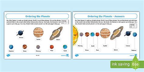 Order Of Planets And Size Worksheet