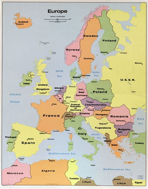 In high resolution detailed political map of Europe with the marks of ...