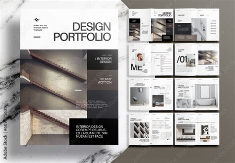 Modern Interior Design Portfolio Layout Template Stock Template | Adobe ...