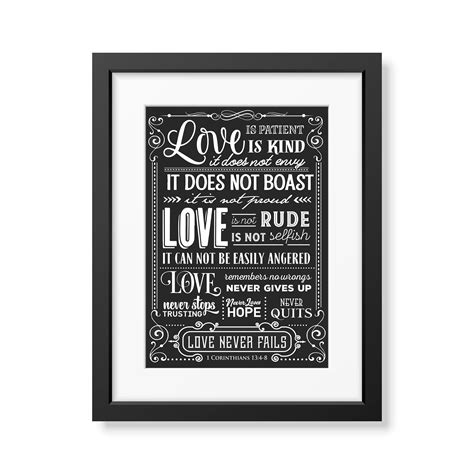 1 Corinthians 13 Love Bible Verse Print 1 Corinthians 13 Decor Poster