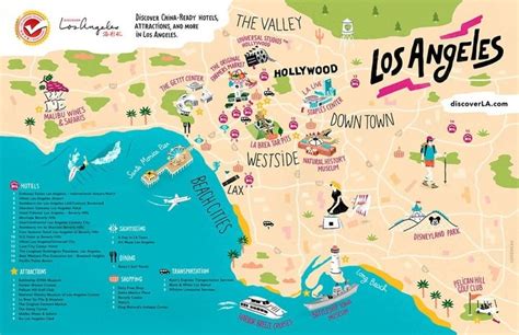 Los Angeles Area Attractions Map - State Coastal Towns Map