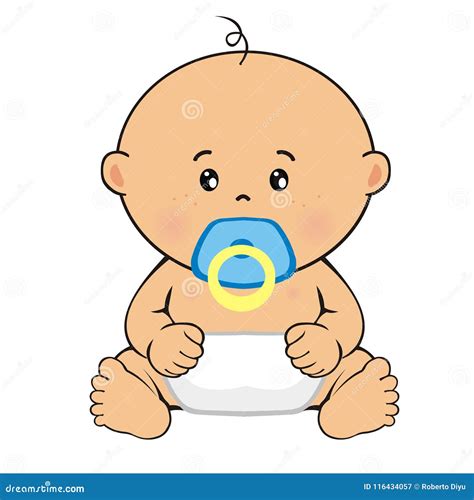 Baby Boy Sitting. Child`s Drawing Stock Vector - Illustration of baby ...