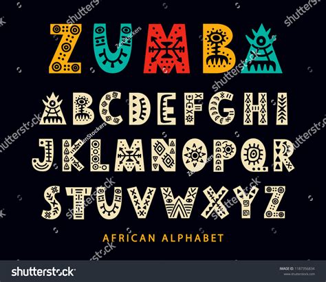 Vector Hand Drawn African Tribal Font Stock Vector (Royalty Free ...