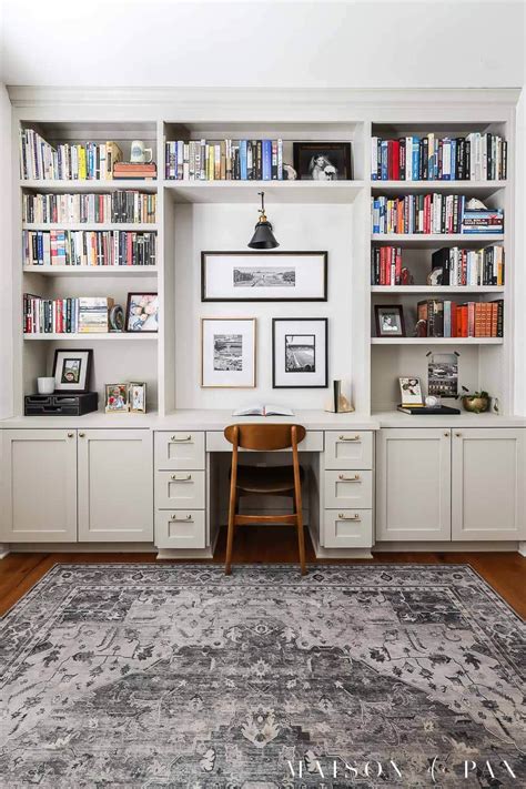 Built In Bookshelves with Desk in Home Office - Maison de Pax