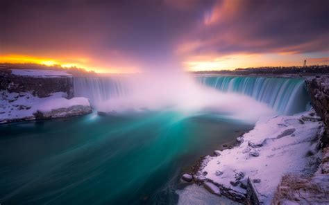 Blue Winter Wallpaper : Niagara Waterfalls In Winter Three Waterfalls ...