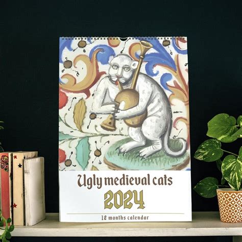 Wall Calendar 2024 Funny Cat Painting Wall Calendar 2024 Weird Cats ...