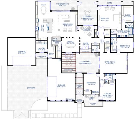 Contemporary Courtyard House Plan