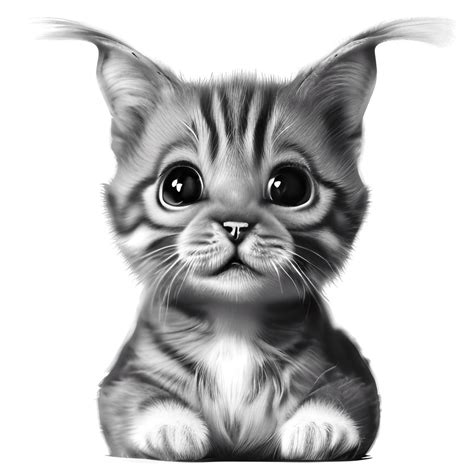 Inquisitive Cute Baby Cat Hyper Realistic Pencil Sketch · Creative Fabrica