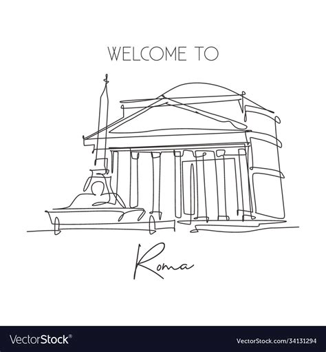 One single line drawing pantheon landmark iconic Vector Image