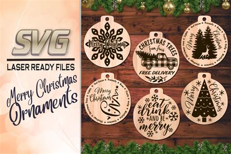 6 Tree Ornaments Svg Dxf Cut Files Classic Christmas Ornament Svg ...