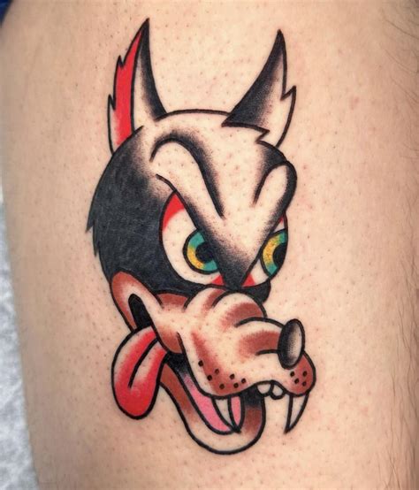 My first dead tattoo, a custom American traditional dire wolf : r ...