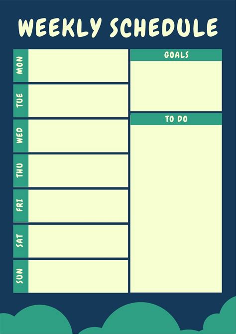 Martian Green Clouds General Weekly Schedule - Templates by Canva