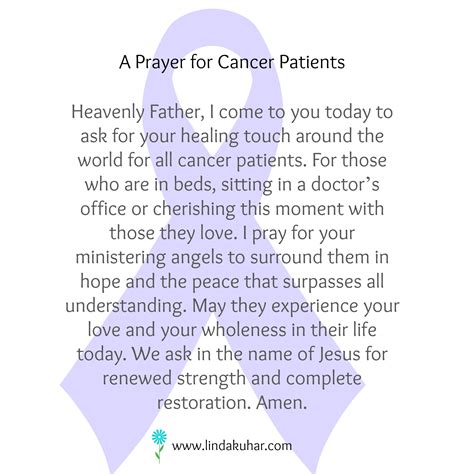 prayer for cancer patients | Linda Kuhar, Christian Life Coach